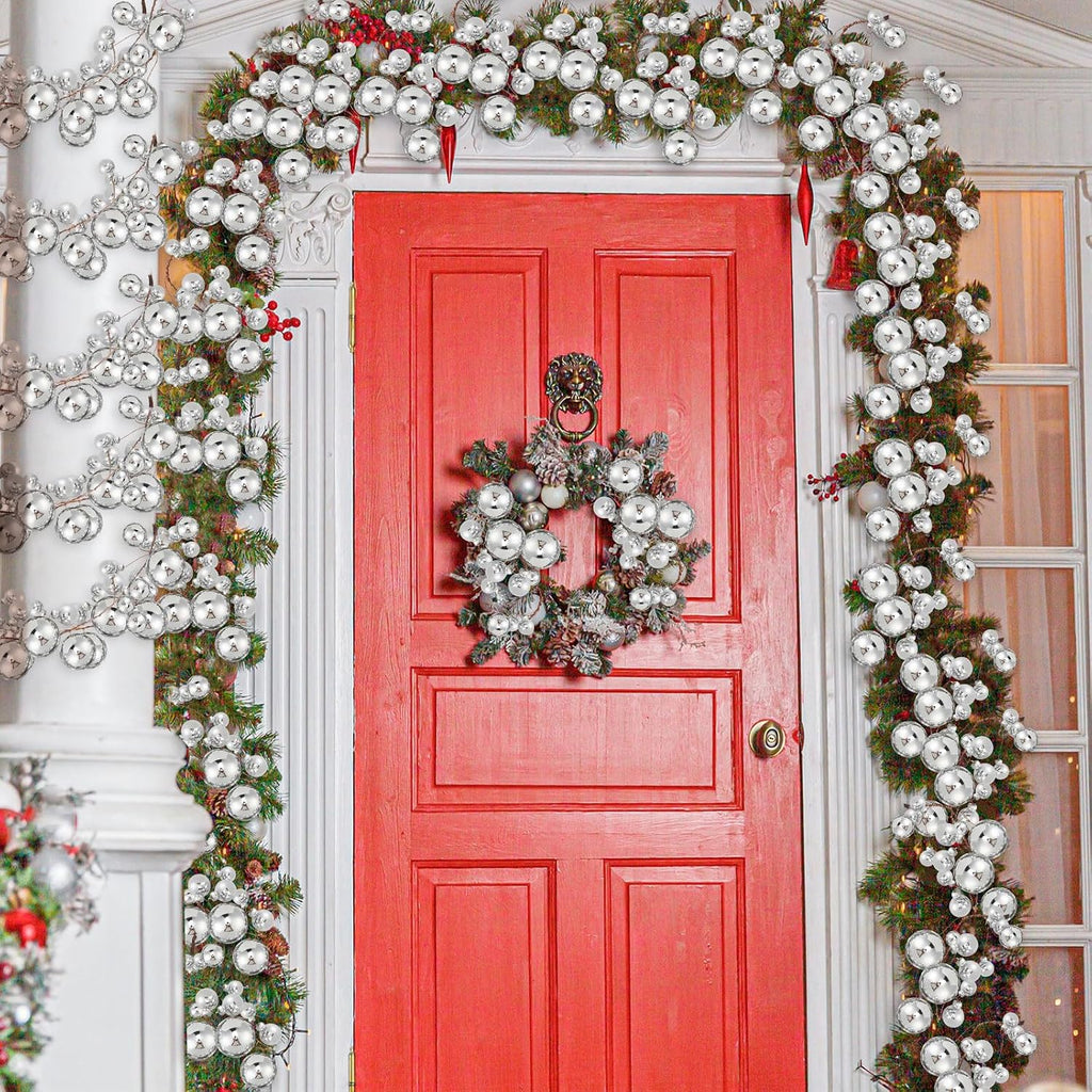 6 ft christmas ball ornament garland, silver, package contents