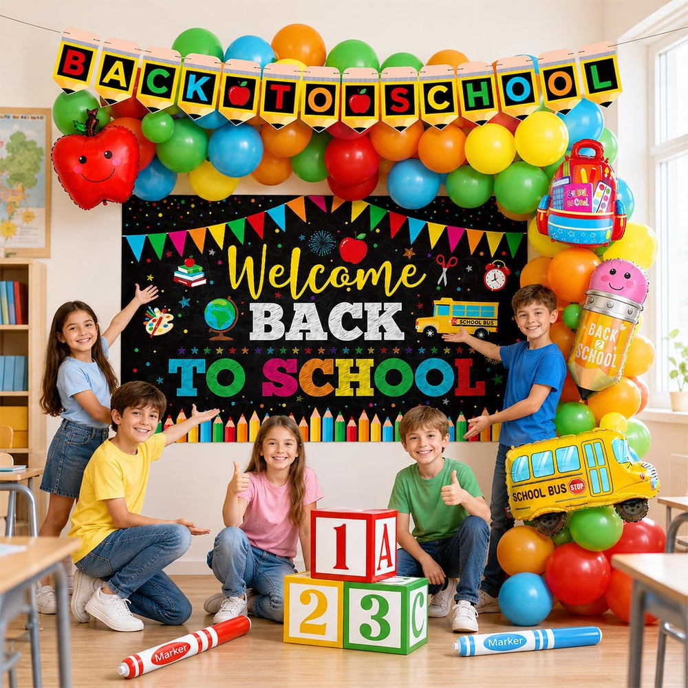Back to School Balloon Arch Kit, 165Pcs First Day Decor with Balloon Boxes