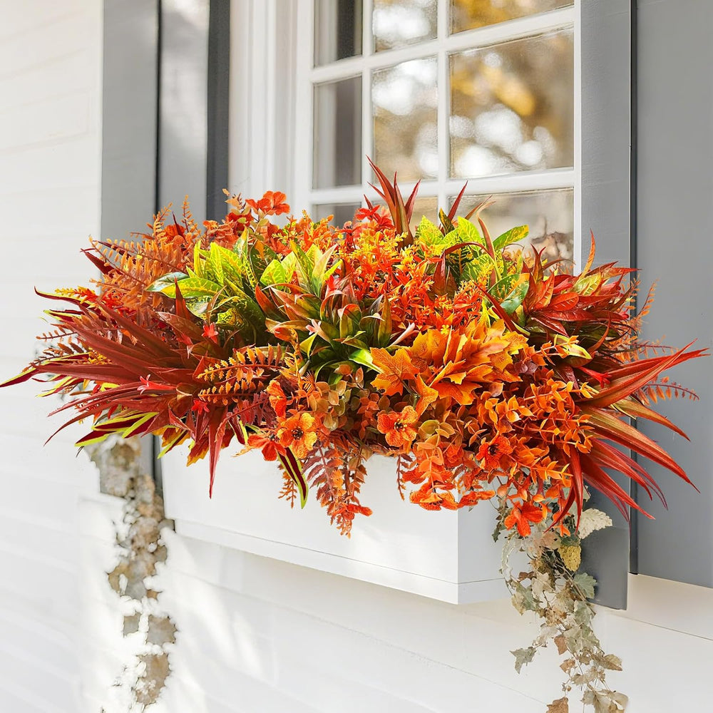 Artificial Plants with Fall Leaves,18Pcs Fake Greenery Stems Autumn Flowers f...