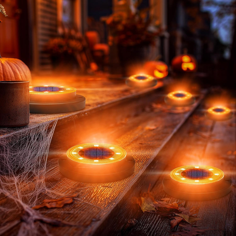 Solar Lights Outdoor Waterproof - Orange 12 Pack 2-in-1 Ground Lights