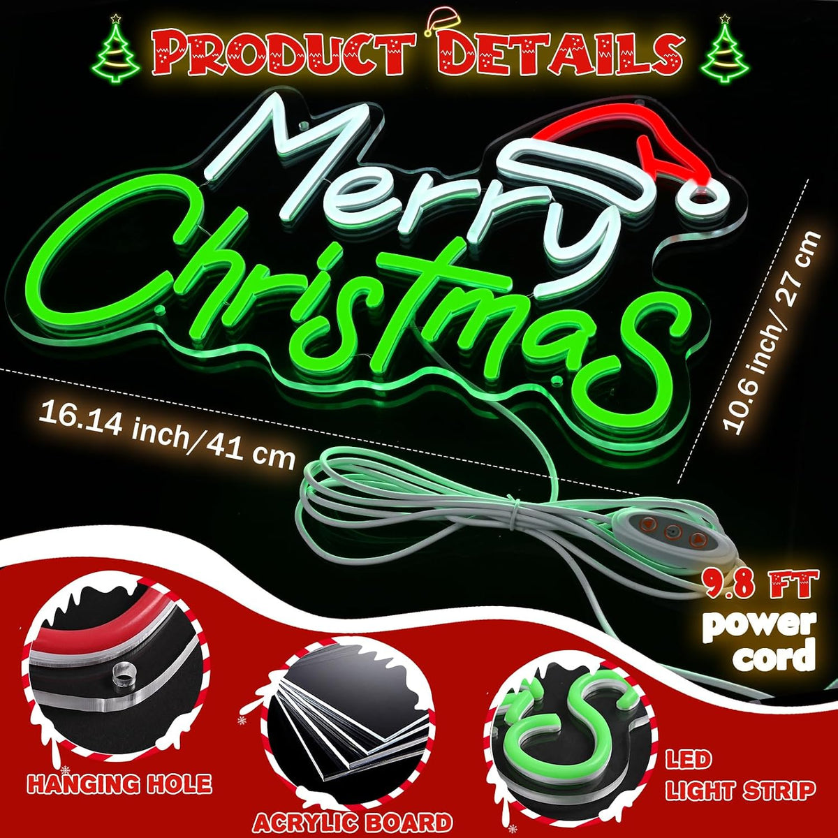 framics merry christmas neon sign for wall decor-10 showing dimensions