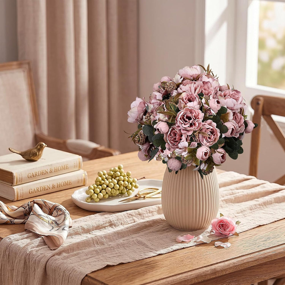 Peonies Artificial Flowers - 8 Bundles, Pink