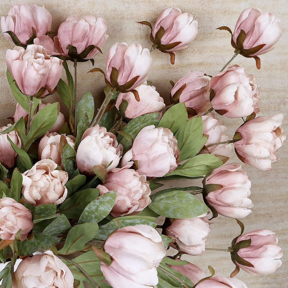 27 Inches 9 PCS Artificial Flowers Stems Peonies - Blush Brown