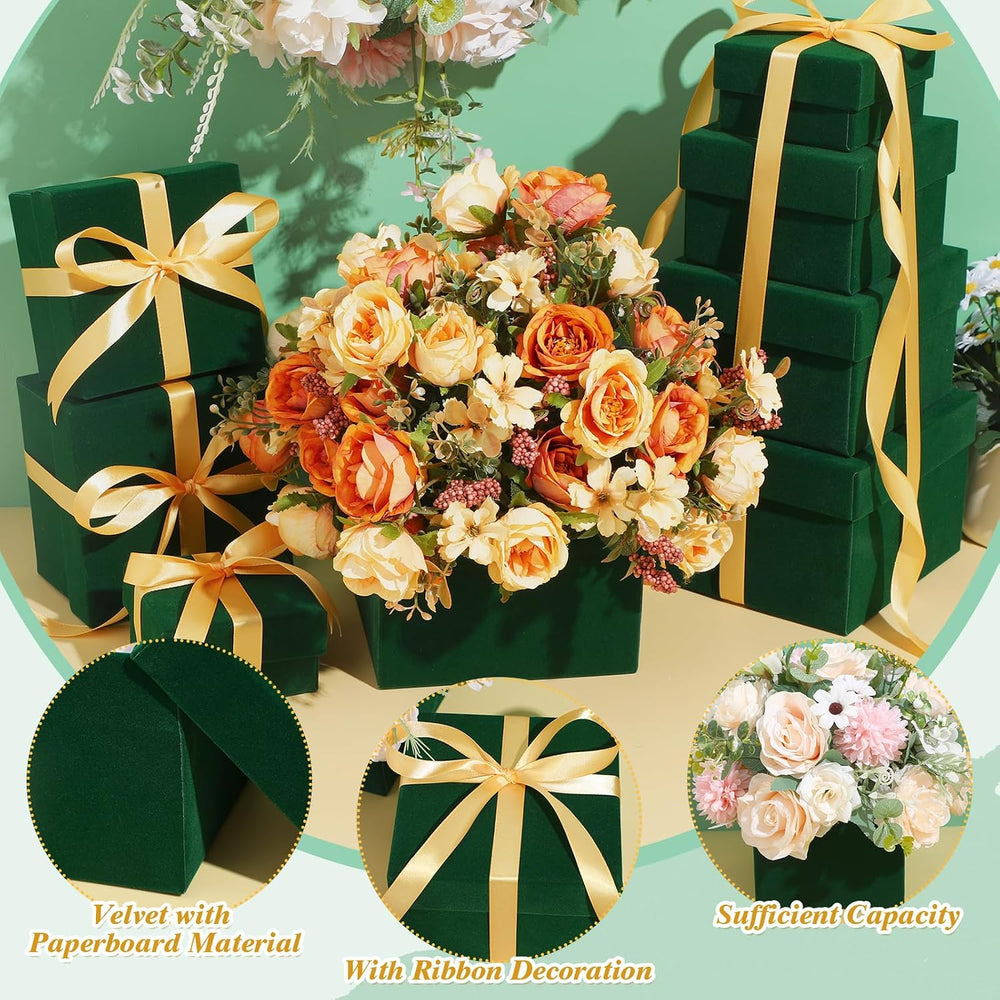 Fulmoon 8 Pcs Christmas Nesting Gift Boxes with Lids, Green