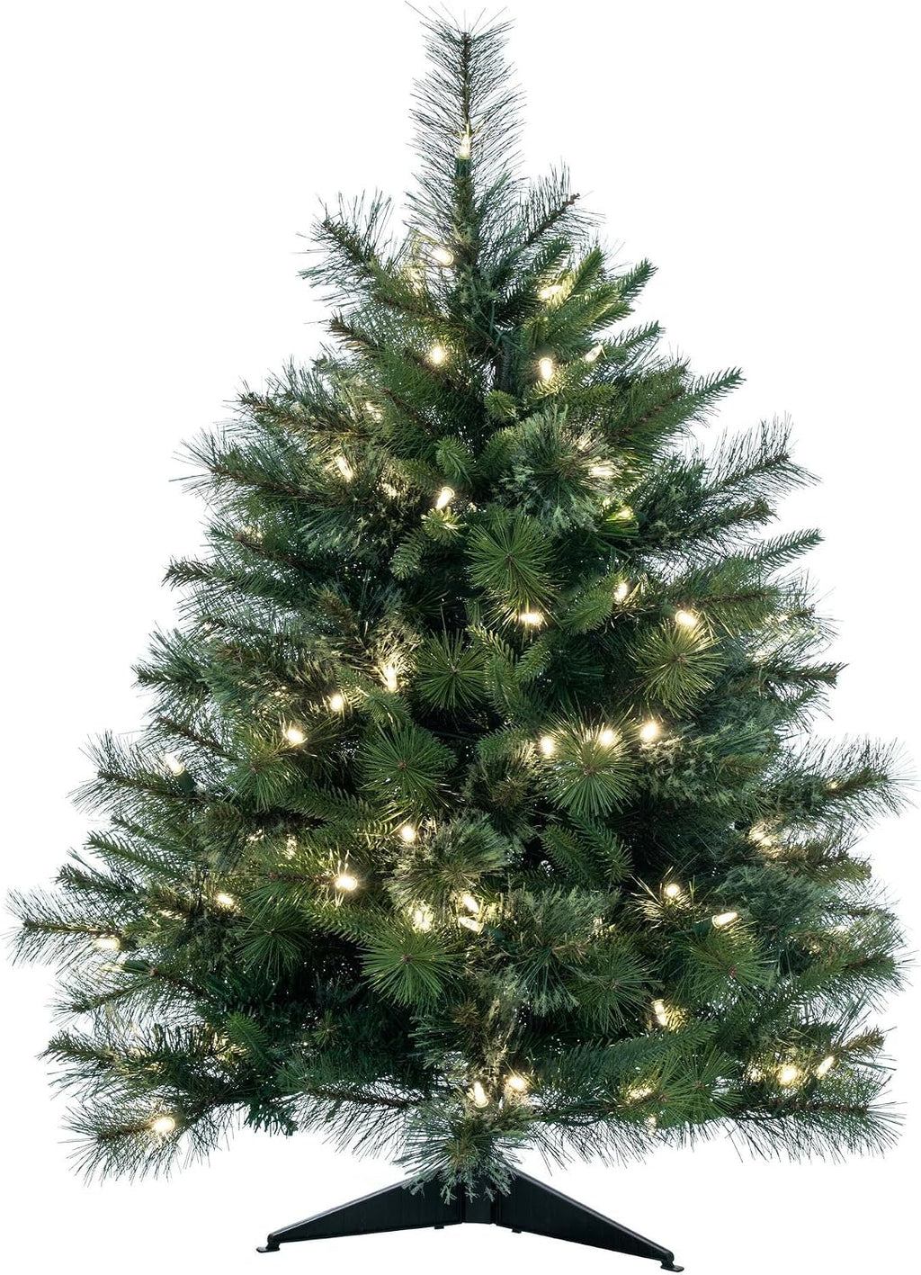 Vickerman 3' Tall Cashmere Pine Artificial Christmas Tree, 100 Warm White Dura-Lit® LED Lights - 223 PVC Tips - Faux Christmas Tree - Seasonal Indoor Home Decor