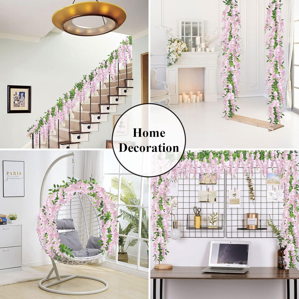 U'Artlines 10Pcs 7.2 Ft/Piece Artificial Wisteria Garland Pink