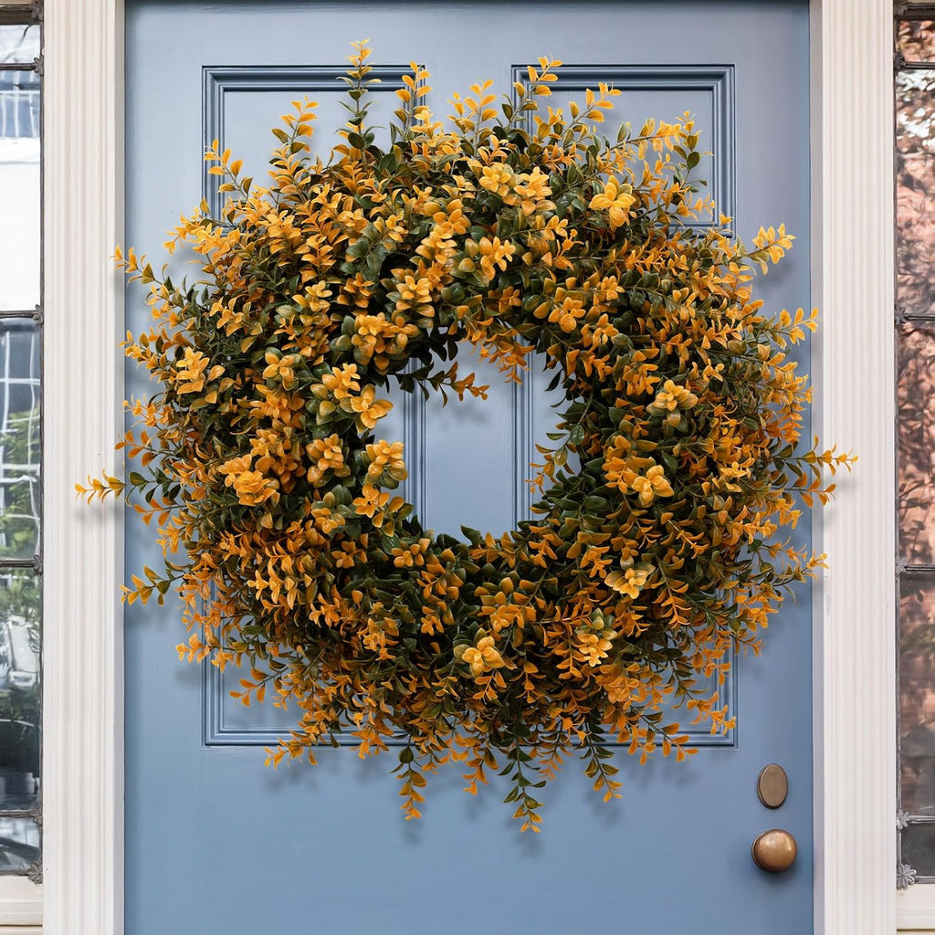 26 Inch Fall Wreaths for Front Door Outdoor Boxwoods Wreath