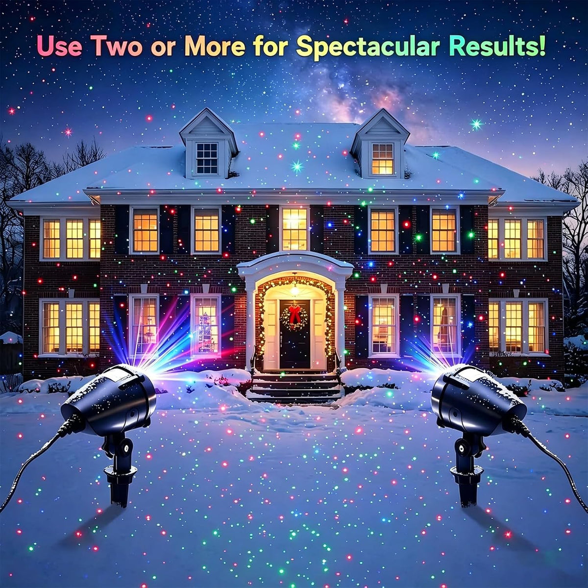 Laser Christmas Projector Lights, RGB 3-Color Moving Star Effect, Aluminum