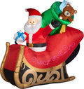 Gemmy Lightshow Airblown Inflatable Mixed Media Sewn in Micro LED Santa's Sleigh, 6.5 ft Tall