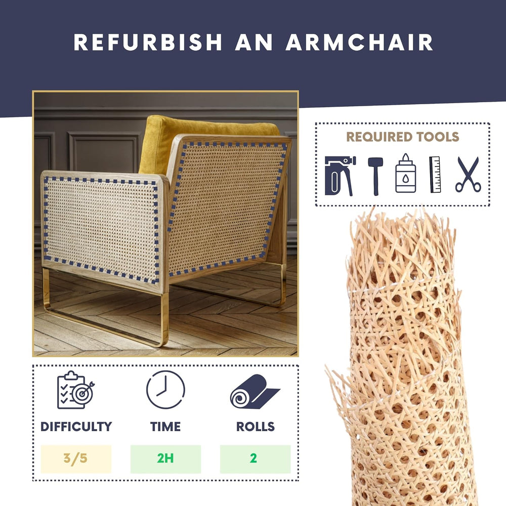 Natural Rattan Cane Webbing Roll – Prewoven Wicker Sheet for Furniture Repair...