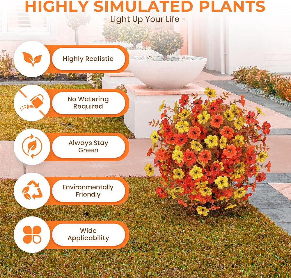 ICX 2pcs Fall Artificial Topiary Ball Trees, Faux mums Flowers for Outside