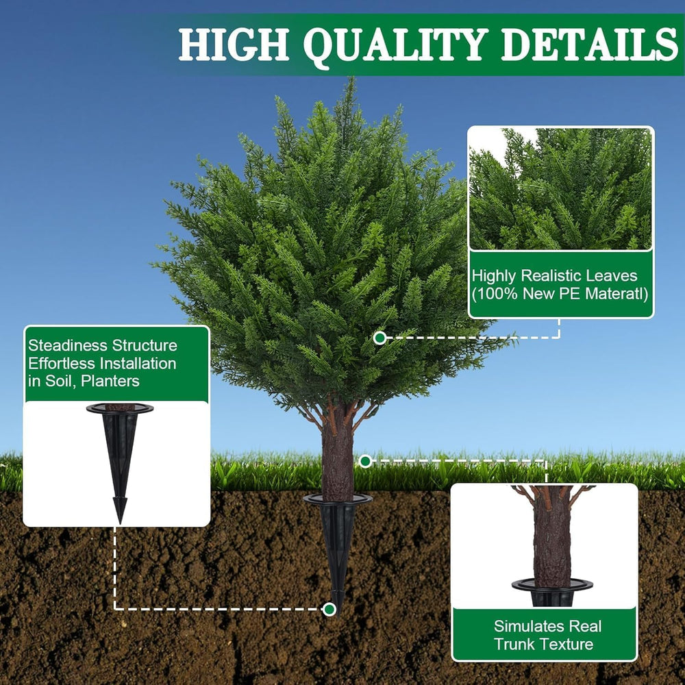 AOKIIE Artificial Cedar Topiary Bushes 24" with Ground Spike 2PCS