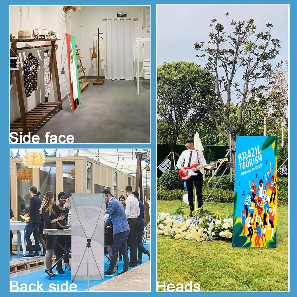 2 Pack X Frame Banner Stand Fits Any Banner Adjustable Size 23"X63"...