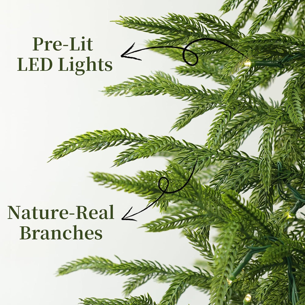 Christmas Decorations - 1pack 4FT Pre-Lit Artificial Norfolk Pine Tree