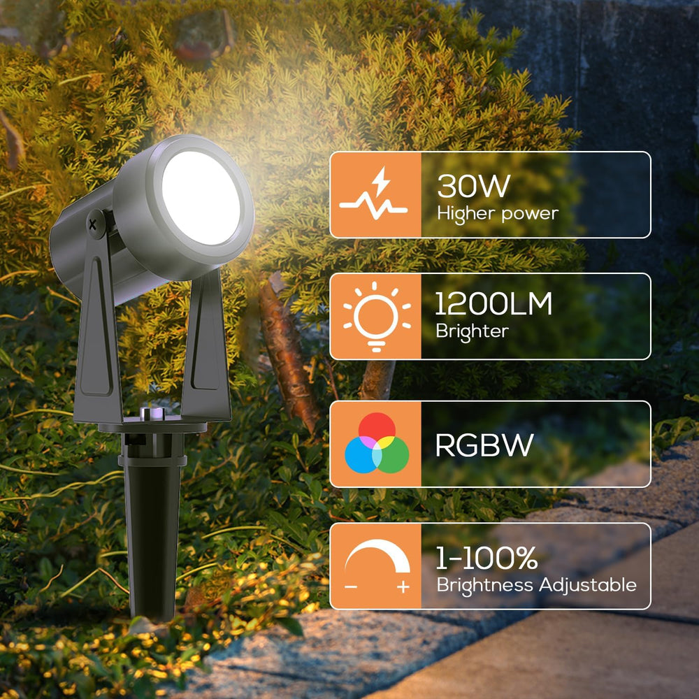 SUNTHIN 10 Pack Outdoor RGBW Landscape Lights, Color Changing Spot Uplights