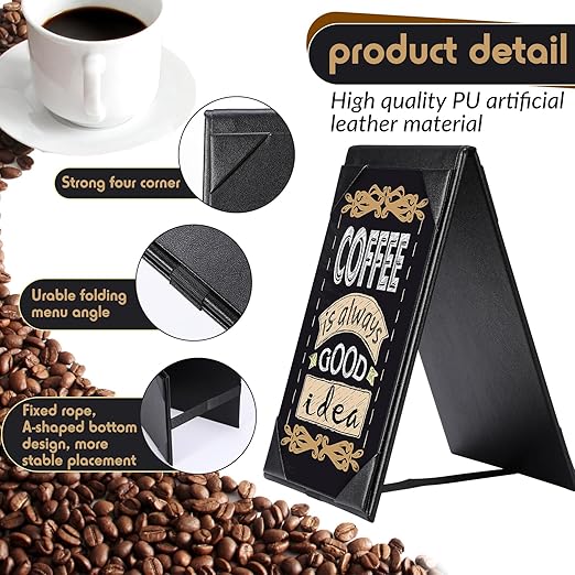 Gerrii Leatherette Table Tents Black PU Leather Menu Covers Bulk Double Sided Frame Sign Holders 2 Side Drink Dessert Menu Folders for Restaurant Coffee Cafe Bar Wedding Supplies(20 Pack,4 x 6 Inch)
