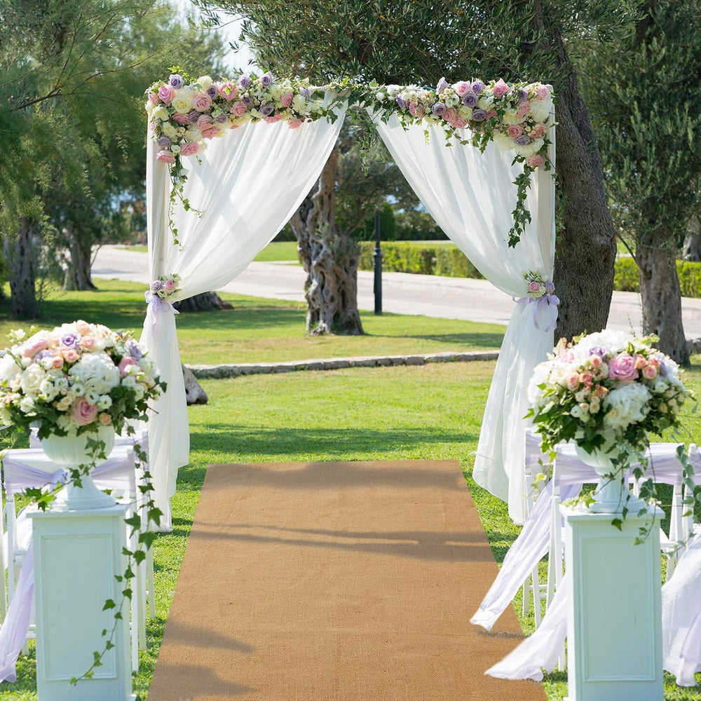 Tudomro 40 Inch x 30 Ft Extra Long Natural Burlap Wedding Aisle Runner Outdoo...