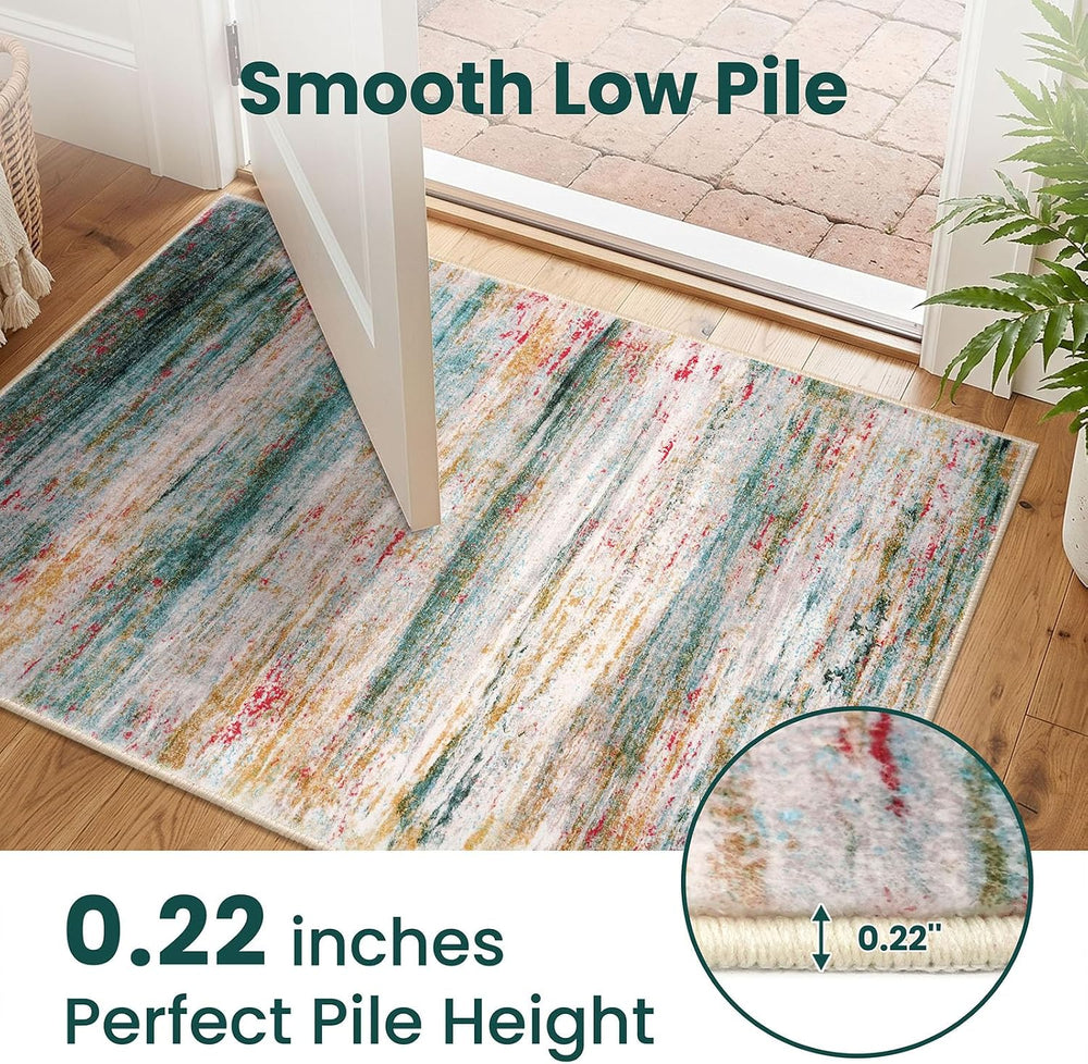 KOZYFLY Modern Washable Rug Runner 2x6 Runners for Hallways Green/Turquoise