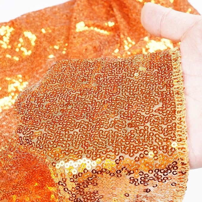 Poise3EHome 6FT x 8FT Orange Sequin Photography Backdrop Curtain for Halloween Party Decoration