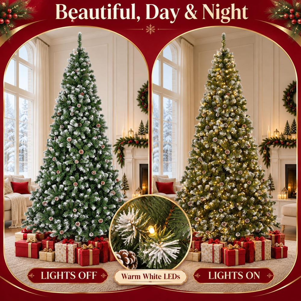 GAOMON 9ft Pre-Lit Artificial Christmas Tree, 900 Lights, 1800 Tips