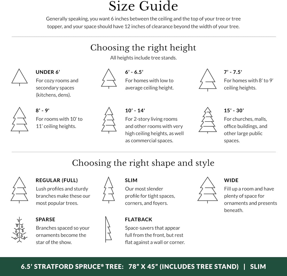 Balsam Hill Stratford Spruce - Slim Artificial Christmas Tree with True Needl...