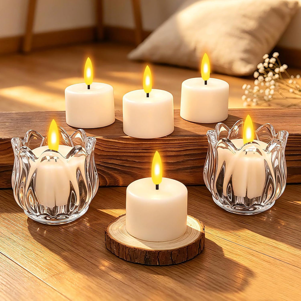 12PCS Rechargeable Tea lights Flameless Tealights with Remote Timer