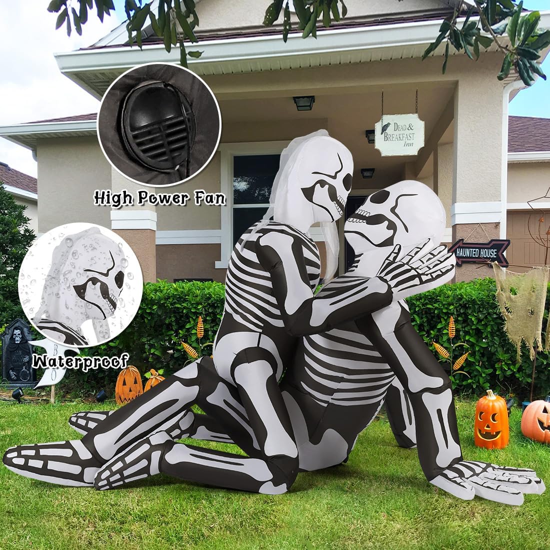 goosh 6.5 ft long halloween inflatables skeleton outdoor, side view