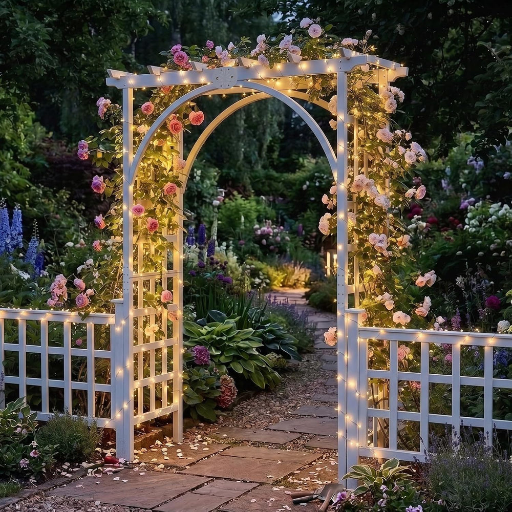 VINGLI 85in Wooden Arbor Garden Arch, Wedding Arch for Ceremony, Wood Trellis...