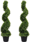 3ft Spiral Topiary Trees Artificial Outdoor Faux Boxwood Plants