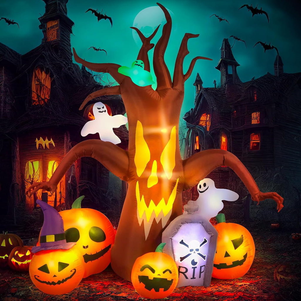 Max Fun 8FT Halloween Inflatables Decorations Inflatable Dead Tree Outdoor Decorations with LED Lights Built-in Blow Up Yard Decoration Pumpkin Ghost for Outdoor Garden Lawn(8Ft-Halloween Dead Tree)