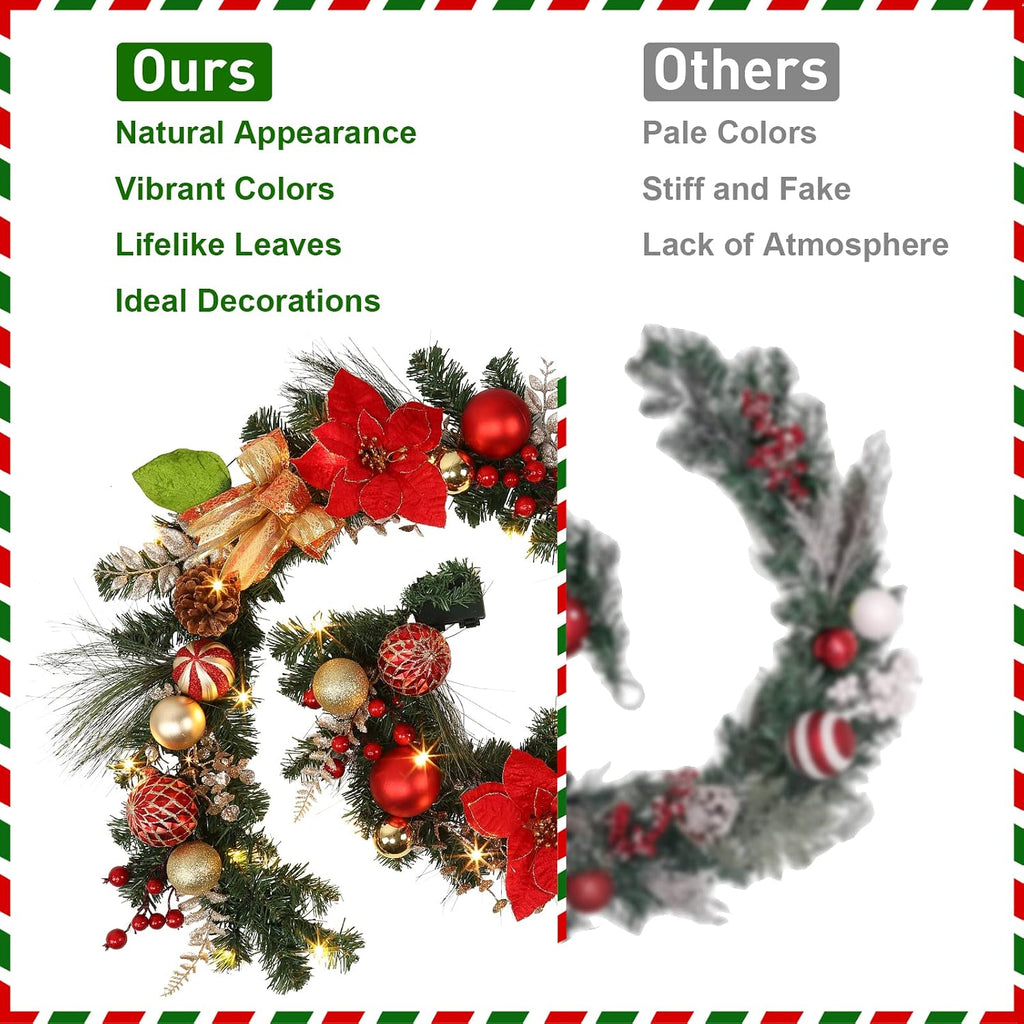 Garvee 6 FT Pre-Lit Christmas Garland with 20 LED Lights & 8 Modes