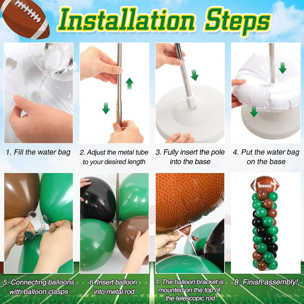 Yalikop 2 Sets Football Party Balloon Column Stand Kit