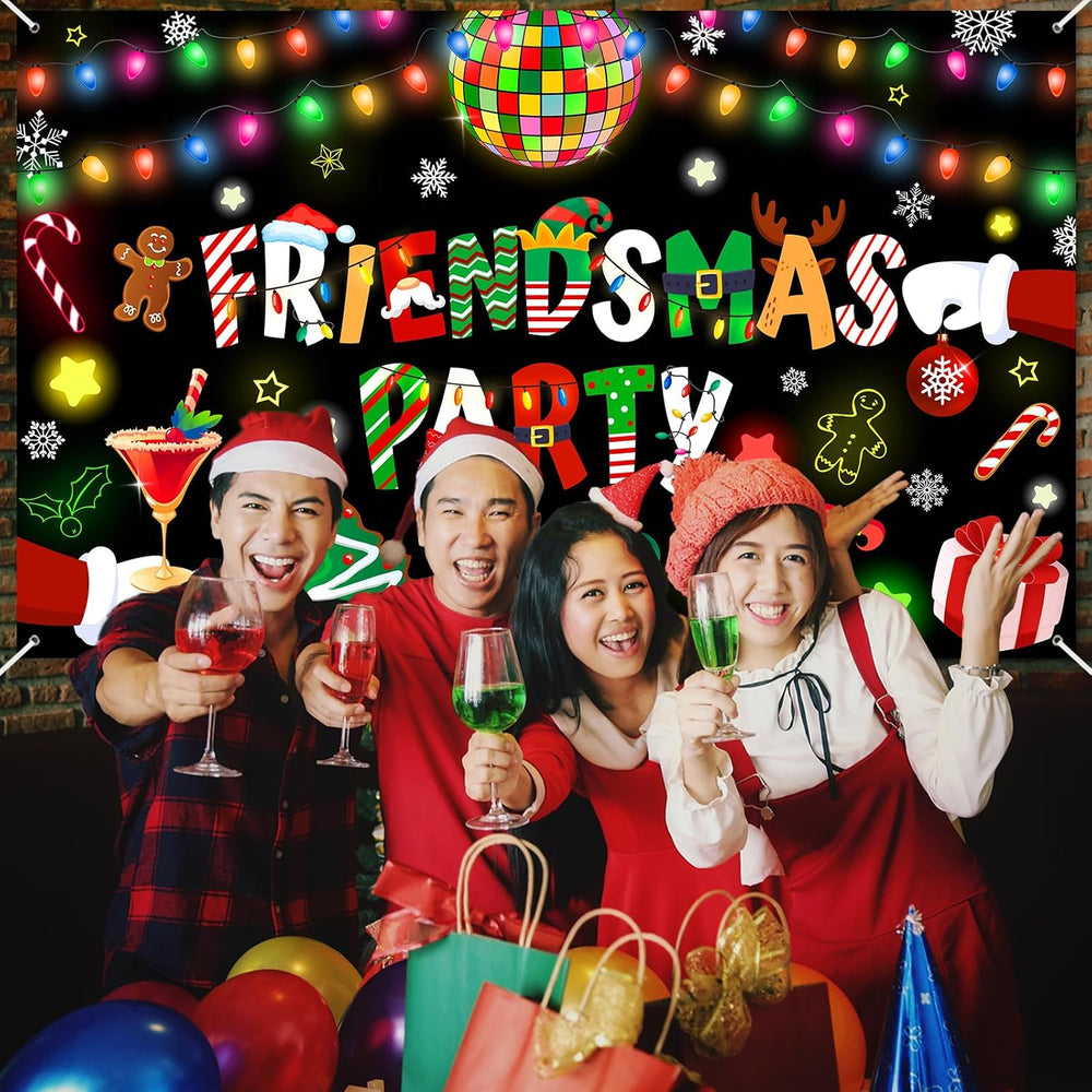 Friendsmas Banner Christmas Backdrop Friendsmas Party Decorations