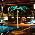 VINGLI 4FT Lighted Palm Tree Christmas Tree, Outdoor for Outside Patio Pool Yard Holiday Decor, Artificial Light up with Lifelike Leaves and Rope LEDs