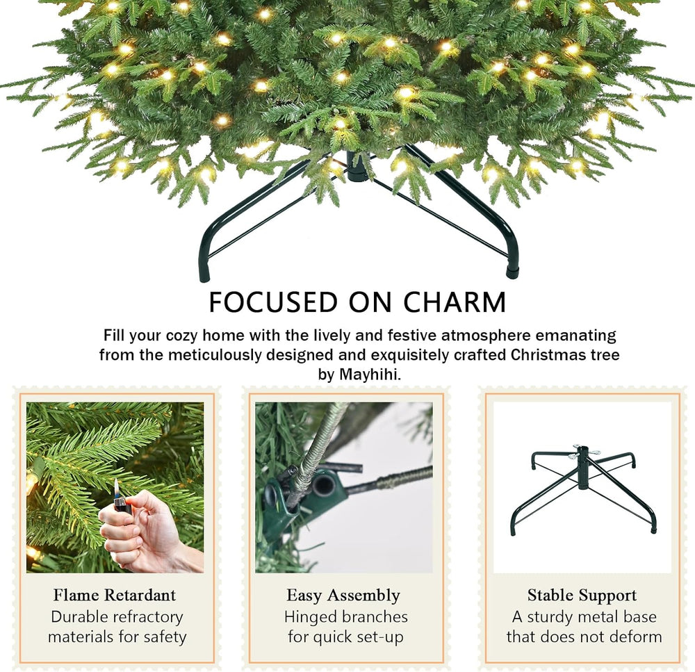 7.5ft Prelit Artificial Christmas Tree with 3348 PE PVC Tips, Premium Pre-Lit...