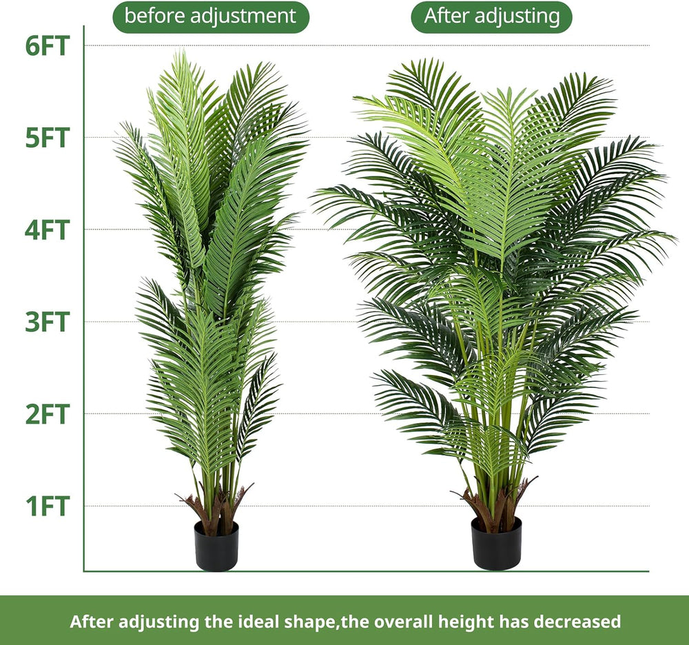 YEPDIN 6 Ft Artificial Tropical Palm Tree With 24 Removable Leaves - Large Fa...