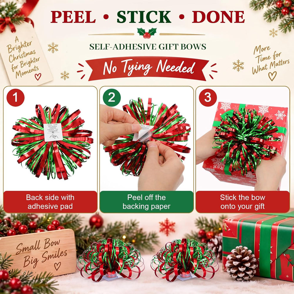 28 Pcs 4 Inches Christmas Gift Bows, Red, Green