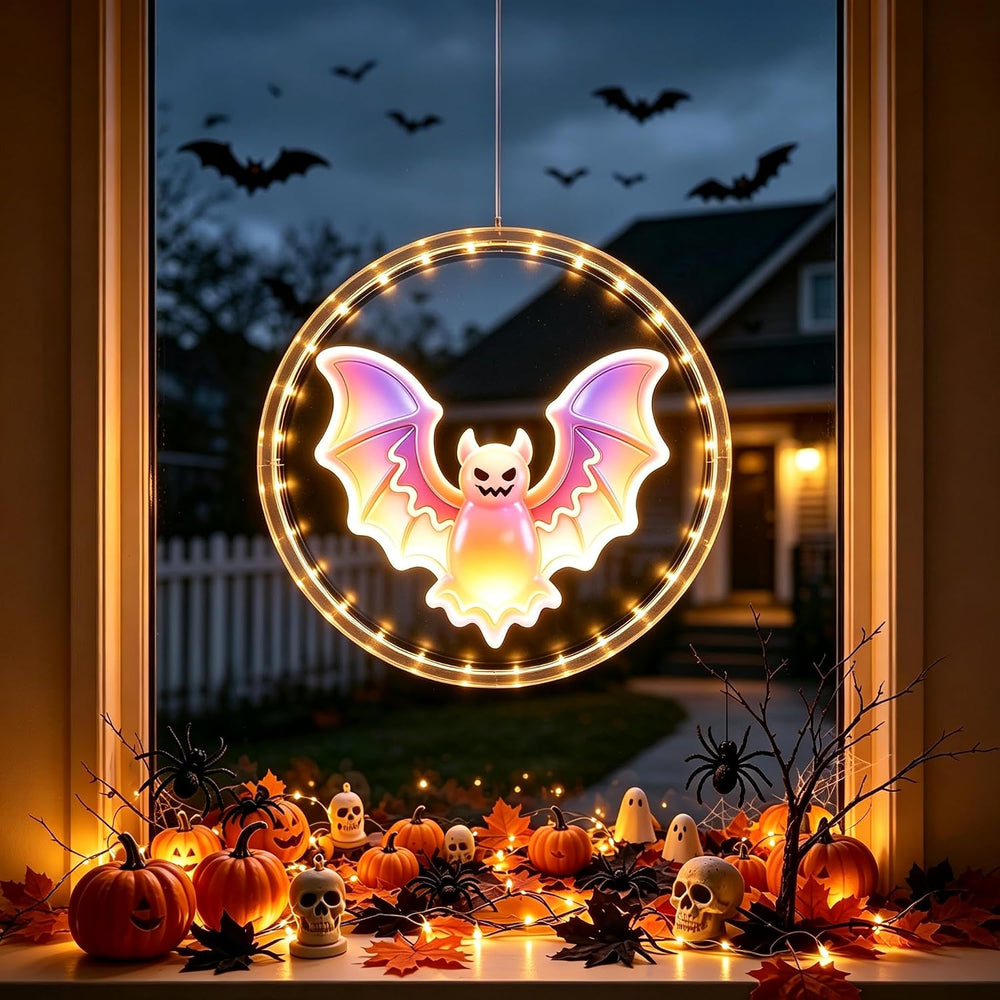 3 Pack Rechargeable Indoor Halloween Window Lights,4/6/12H Timer Function