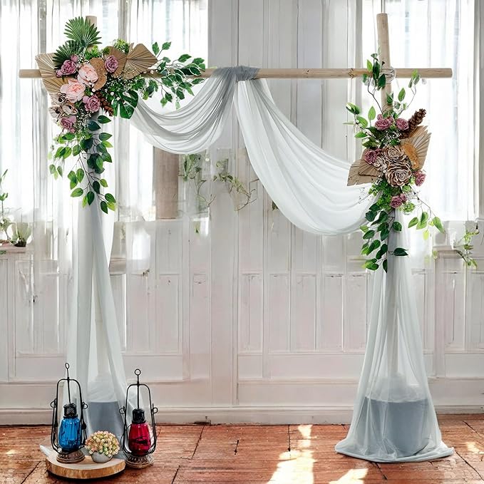 MDS Halloween Chiffon Draping Fabric - 2 Panel, 30" Wide x 30ft Long - Sheer Spooky Arbor & Canopy Drapery for Haunted House Backdrops, Party Ceilings, DIY Costumes & Themed Events - Gray (Pack of 2)