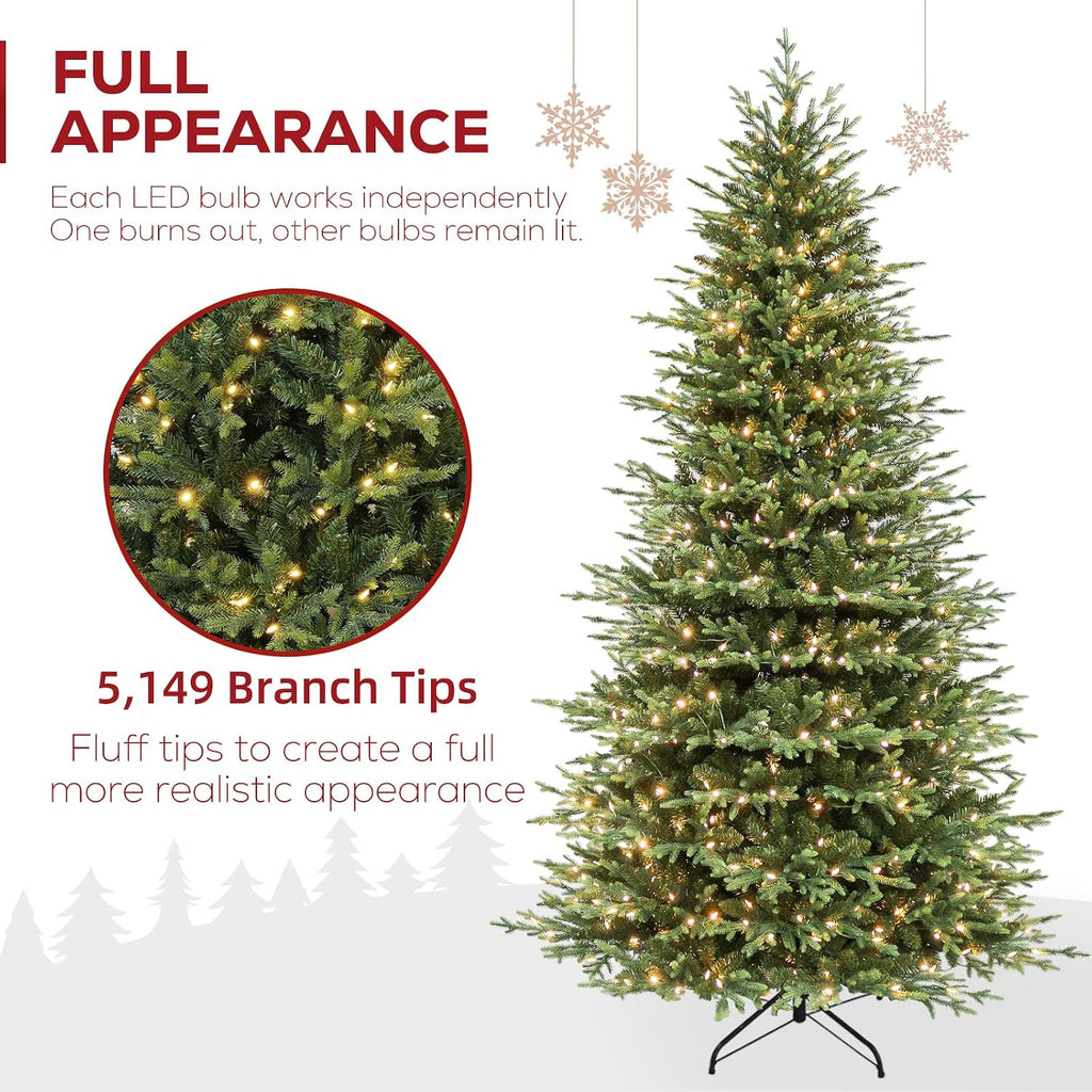 Hykolity 9 ft Prelit Artificial Christmas Tree with 600 Warm White LEDs