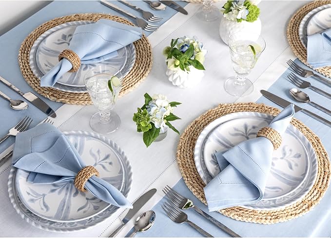 Solino Home Linen White Table Runner 72 Inches Long - 100% Pure Linen Hemstitch Table Runner 14 x 72 Inch for Dresser, Dining, Fall, Autumn, Halloween, Thanksgiving, Holiday - Classic Hemstitch