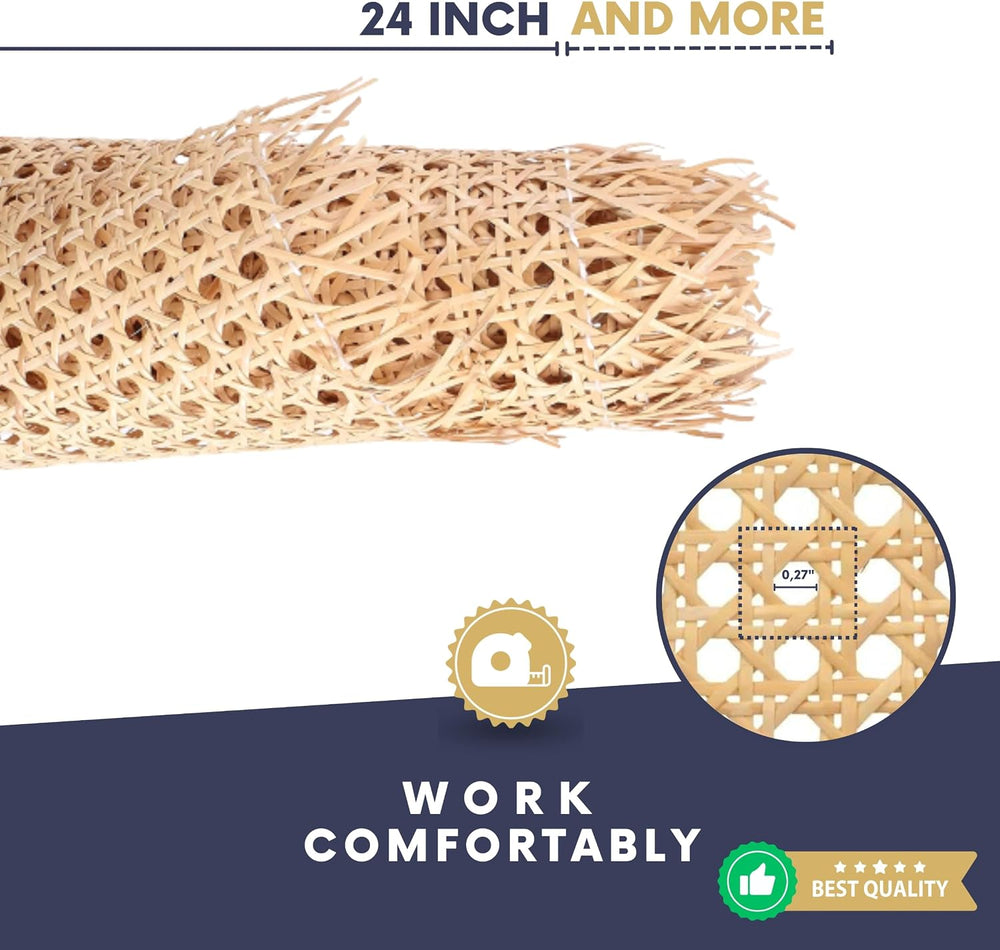 Natural Rattan Cane Webbing Roll – Prewoven Wicker Sheet for Furniture Repair...