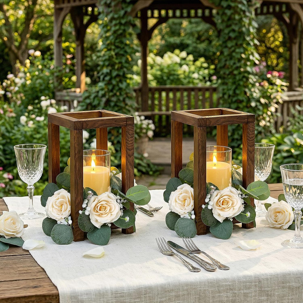 18 Pcs Wooden Lantern Centerpiece