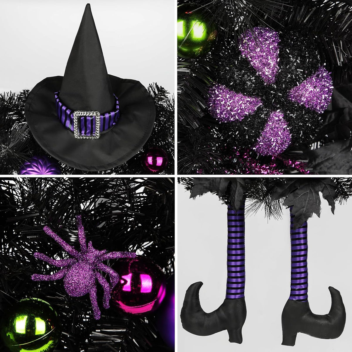 halloween wreath for front door 26" tinsel black shown in use