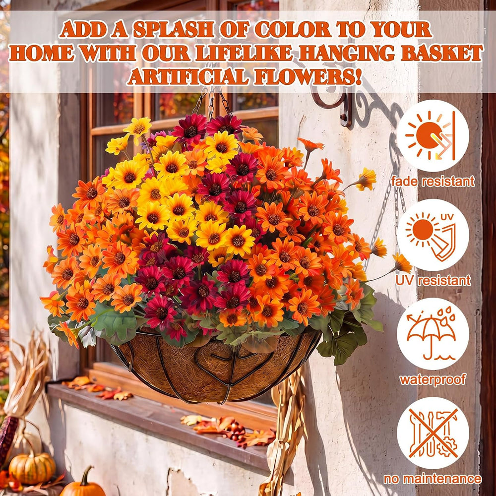 12 Pcs Thanksgiving Fall Artificial Mums for Outdoors