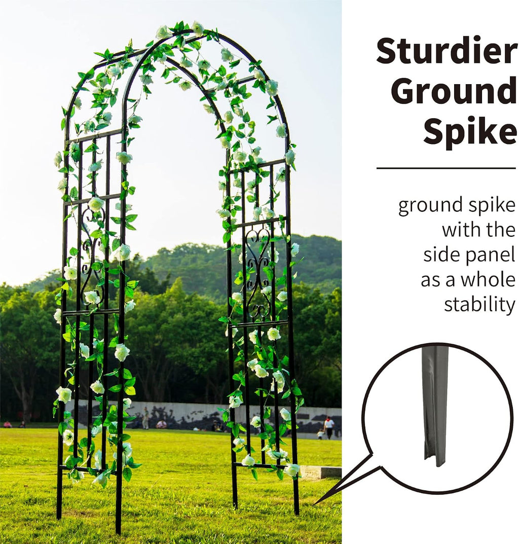 Metal Garden Archway, 100"H x 45"W Curved Arbor for Climbing Plants