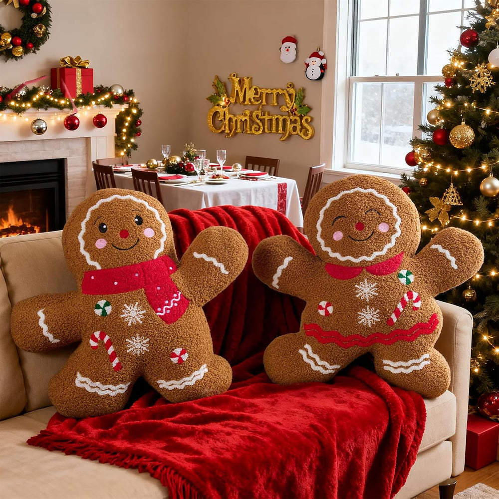 Lanpn Christmas Gingerbread Man Pillows Set of 2, Christmas Decoration Winter...