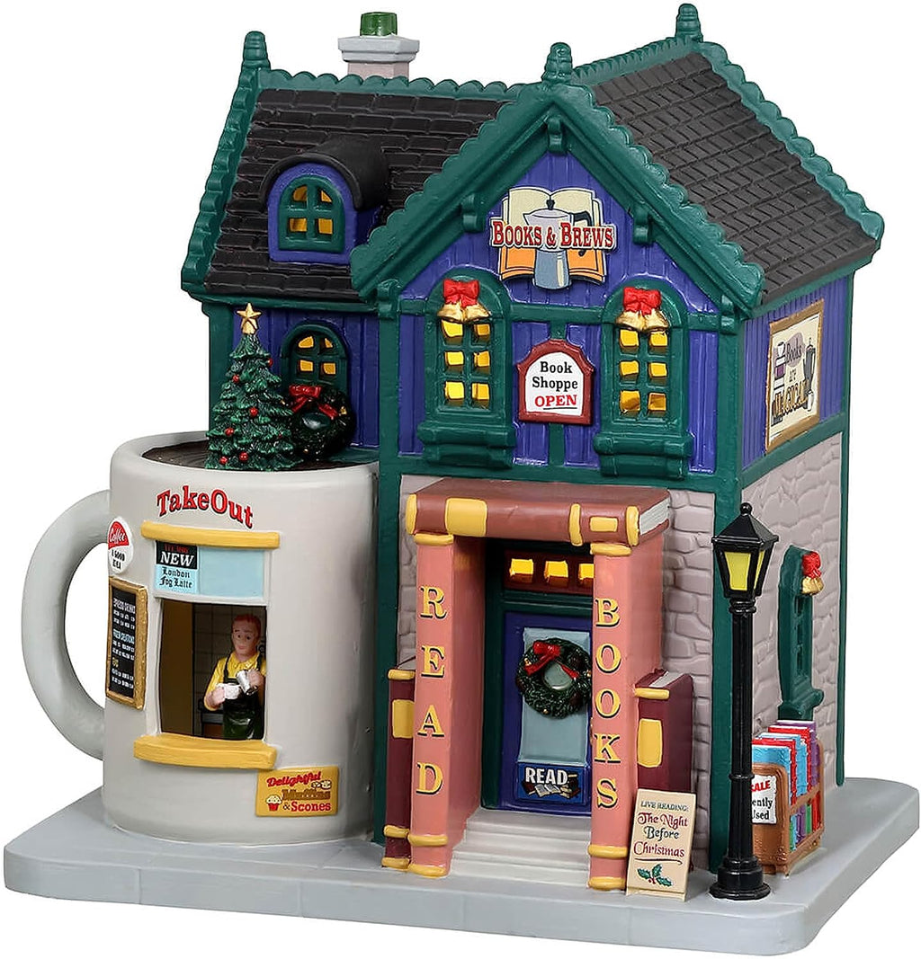 Lemax 35038 Caddington Village Lighted Building: Books & Brews Café