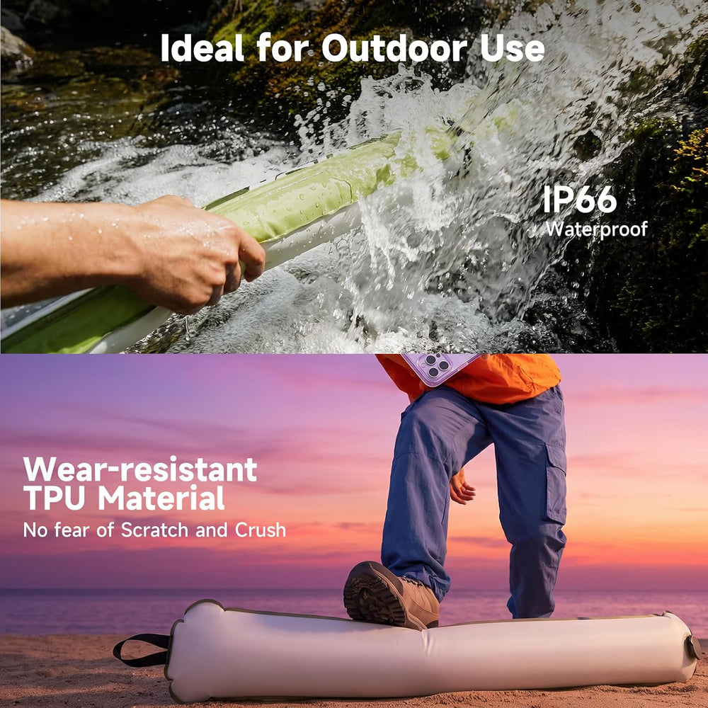 FOUSS 34" RGB Inflatable Solar Camping Lantern, IP66 Waterproof