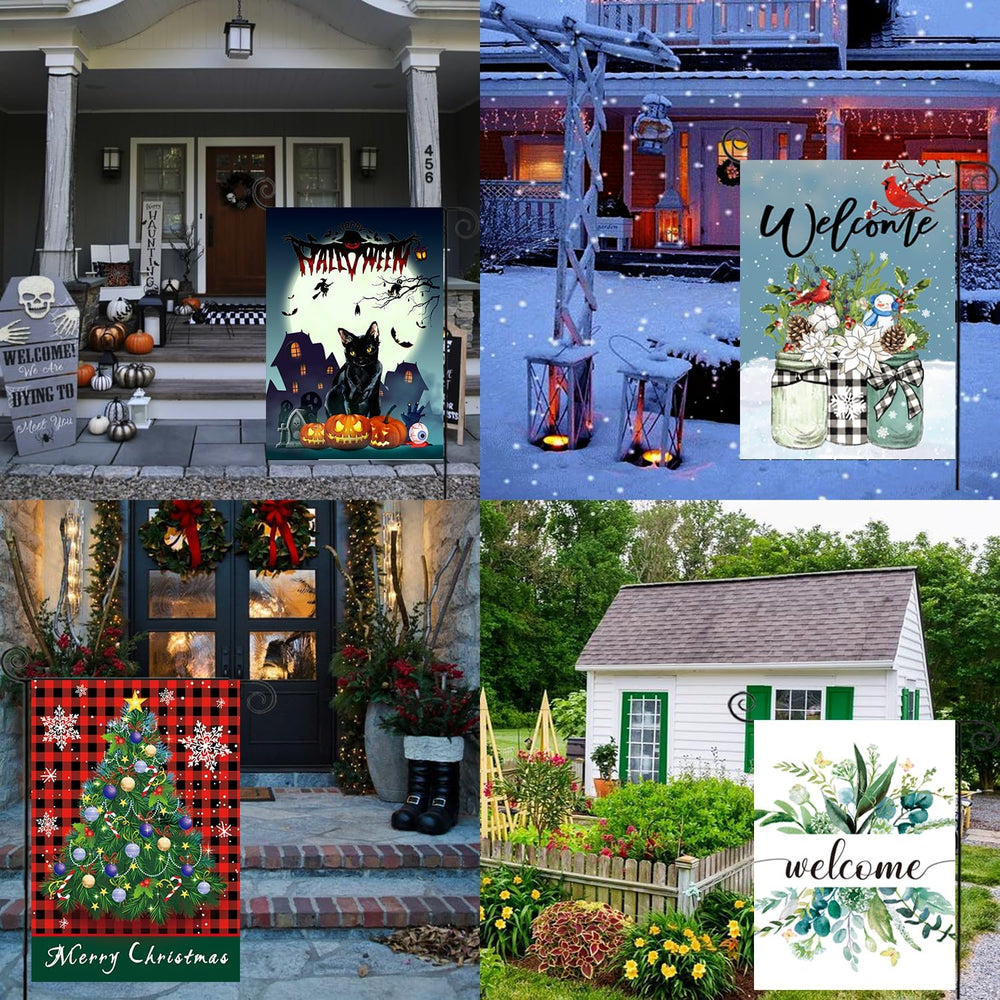 Seasonal Garden Flag Set of 20 - Double Sided 12 x 18 Inch Small Yard Flags